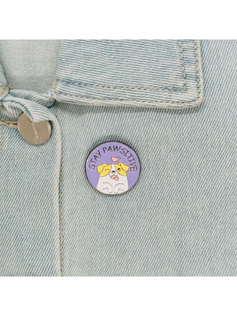 ✨STAY PAWSITIVE Cute Dog Animal Round Badge Cartoon Lapel Brooch Cute Dog Pin✨